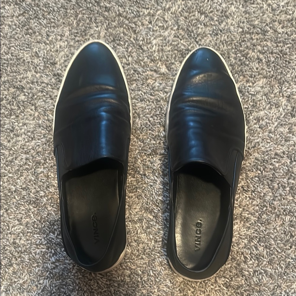 Vince Woman's Black Leather Slip-On Shoes